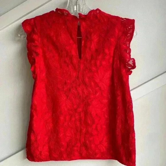 H&M Women’s Red Lace Lined Sleeveless  Blouse Size XS - Picture 3 of 5